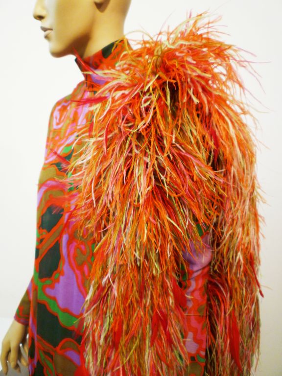 Wild George Halley 60s Silk Chiffon & Extravagant Ostrich Dress 2