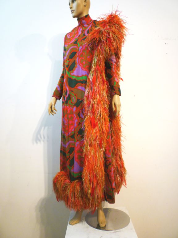 Wild George Halley 60s Silk Chiffon & Extravagant Ostrich Dress 4