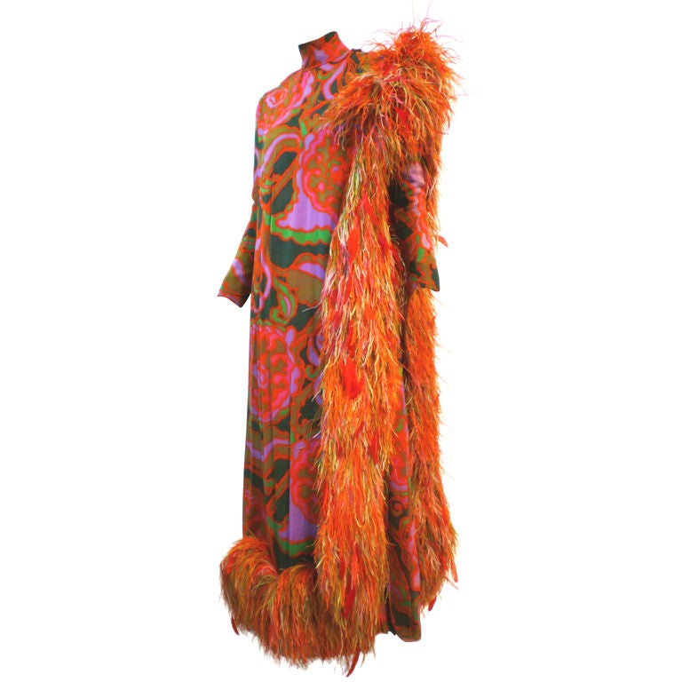 Wild George Halley 60s Silk Chiffon & Extravagant Ostrich Dress