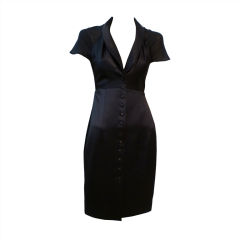 Karl Lagerfeld 90s Navy Blue Satin Dress