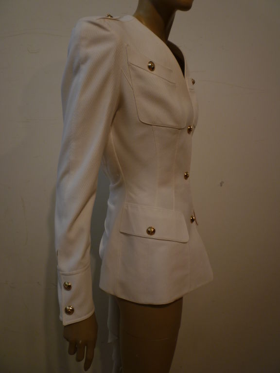 Women's Thierry Mugler White Silk Twill Pant Suit