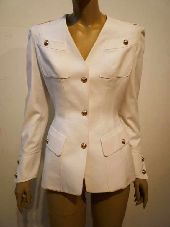 Thierry Mugler White Silk Twill Pant Suit 2