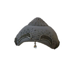 Vintage 50s Eastern Inspired Beaded Peaked Felt Hat