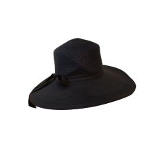 50s Navy Blue Straw Sun Hat - Simple Classic