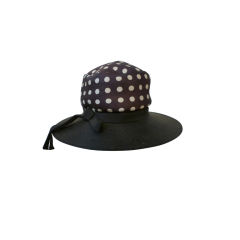 Joseph Magnin 1960s Hat in Straw and Silk Polka Dot 10