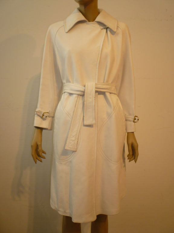 Bonnie Cashin White Leather 1960s Trench