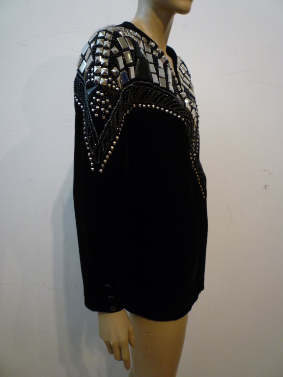 80s Krizia Velvet  Jacket w/ Extravagant Studs
