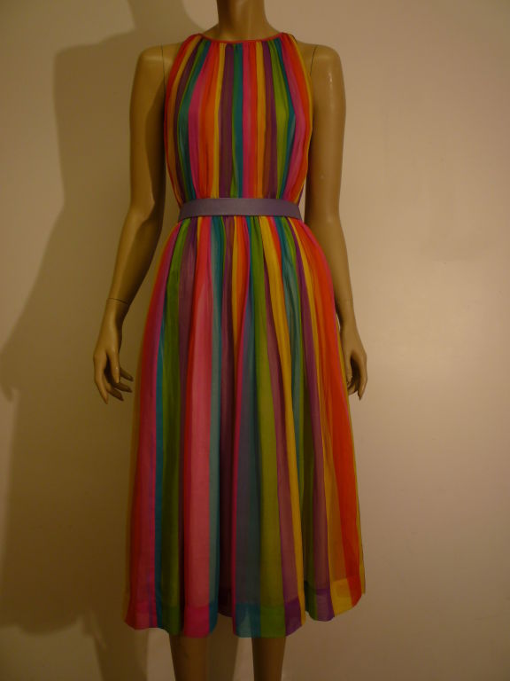 rainbow chiffon dress