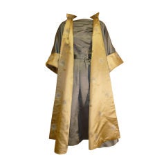 Vintage 50s Satin Dress and Reversible Evening Coat