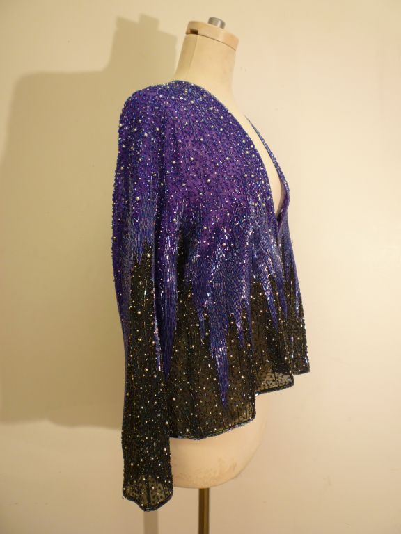 80s Hand-Beaded Silk Chiffon Jacket