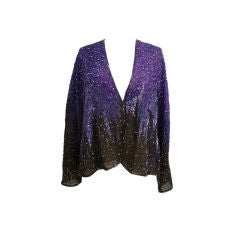 80s Hand-Beaded Silk Chiffon Jacket