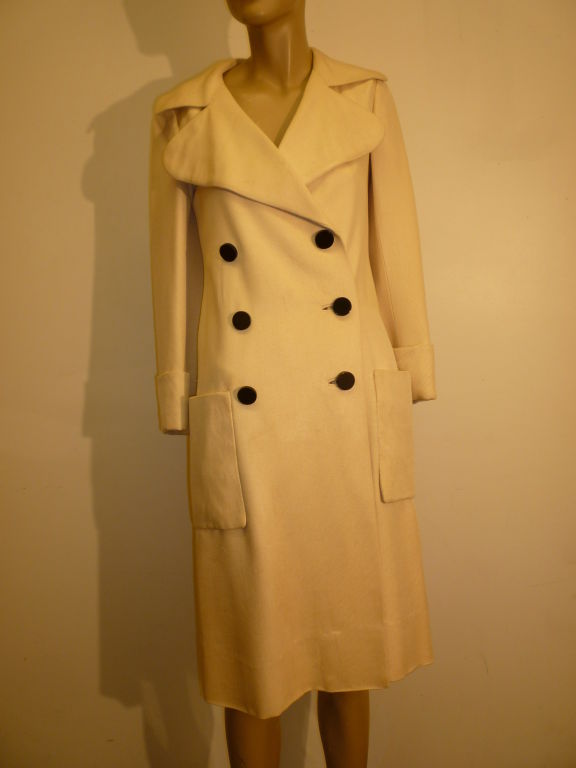 1960s Norman Norell Silk Linen Gazar Belted Trench 1