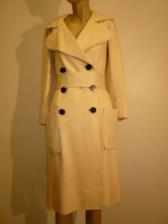 1960s Norman Norell Silk Linen Gazar Belted Trench For Sale at 1stDibs
