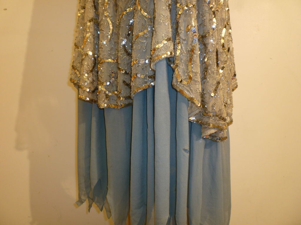 1920's Beaded Sequined Lace, Tulle and Chiffon Tea Dress 4