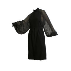Donald Brooks 60s Black Chiffon and Crepe Cocktail Dress