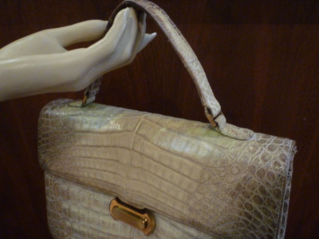 Women's 50s Hombré Natural Crocodile Skin Handbag