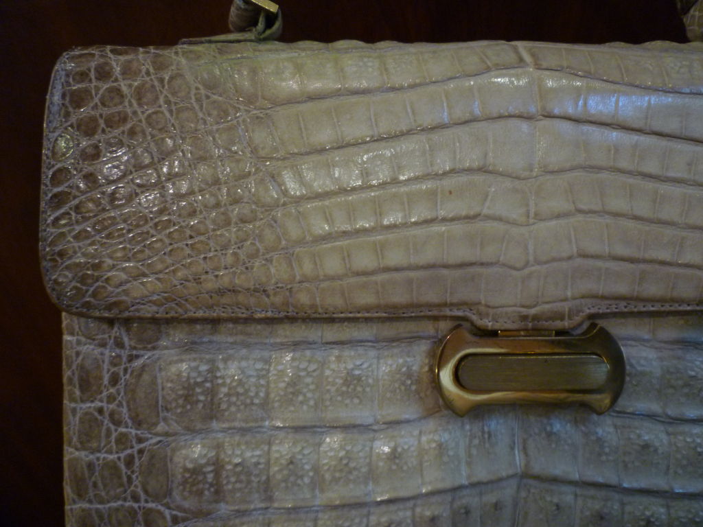 50s Hombré Natural Crocodile Skin Handbag 1