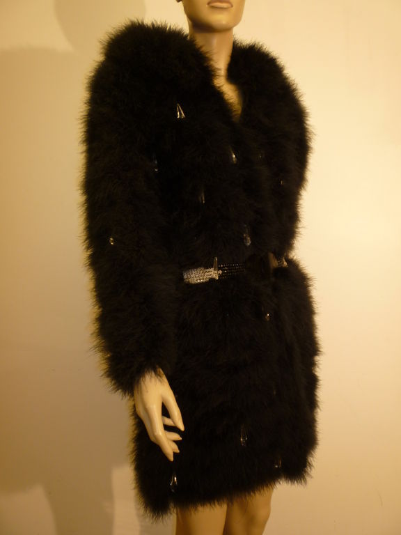 Yves Saint Laurent 80s Marabou Jacket w./ Lucite Drops