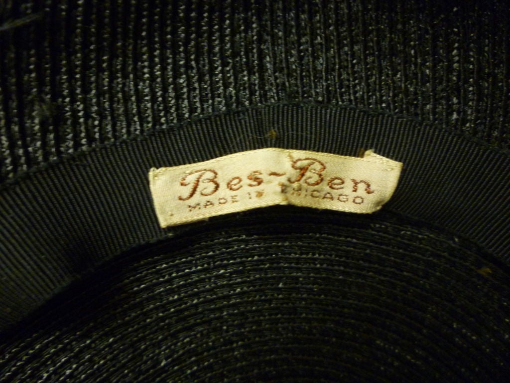 Bes-Ben Incredible 1940s Tilt Hat w/ Egret Feathers and Veil 3