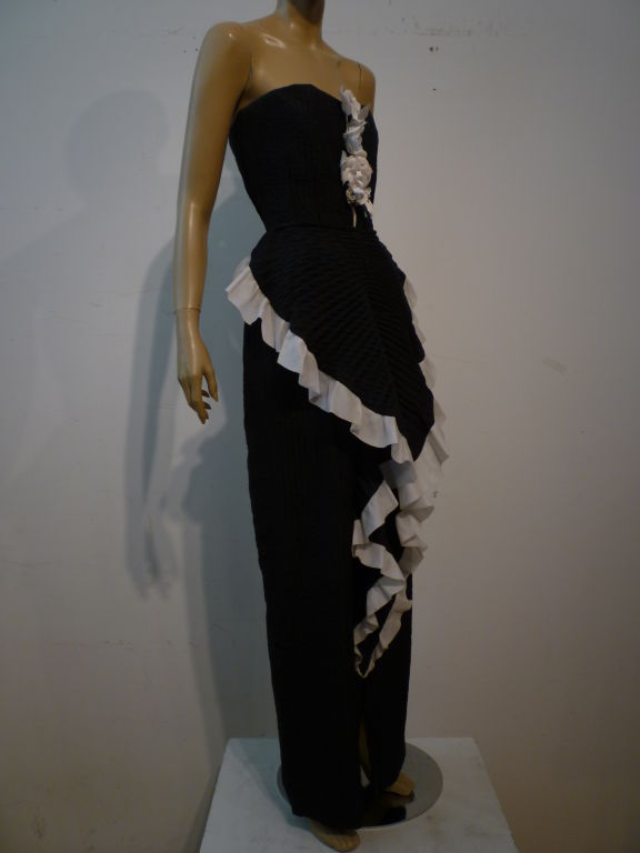 Black 1980s André Laug Couture Gown