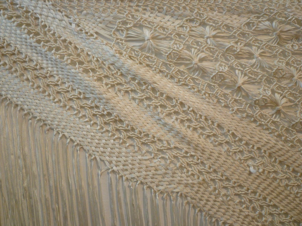 Cream Rayon Hand Made Ribbon Shawl or Fischu