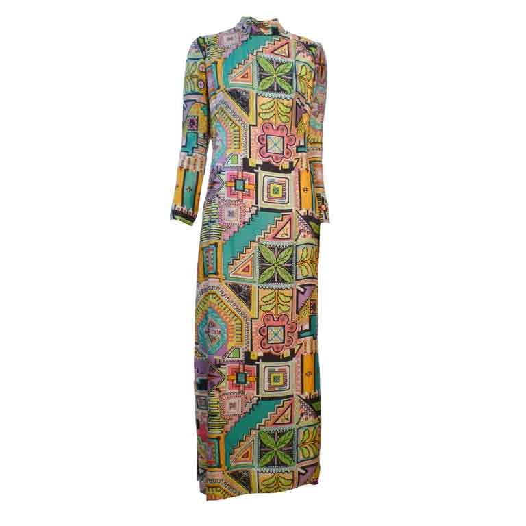Mr. Blackwell 60s Psychedelic Silk Print Tunic Dress at 1stdibs