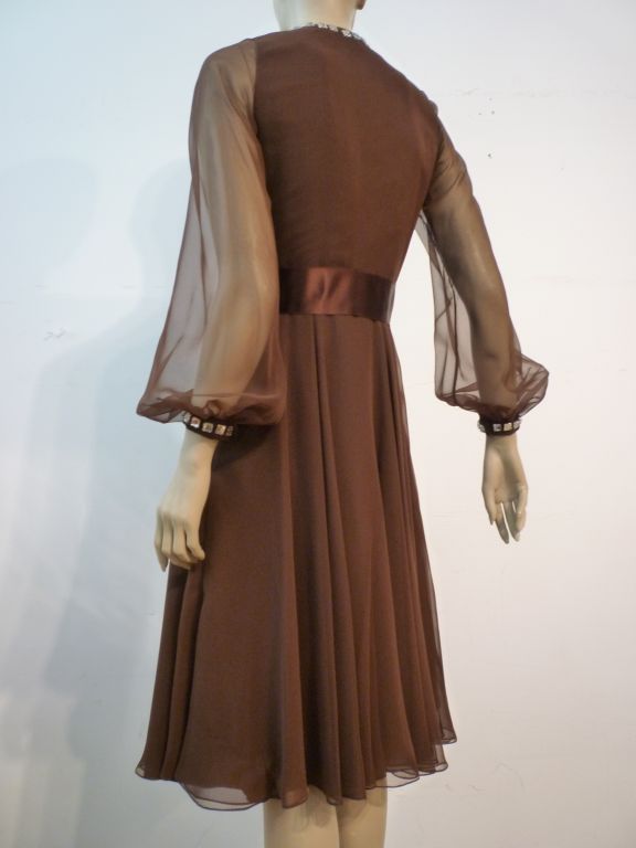 brown chiffon dress