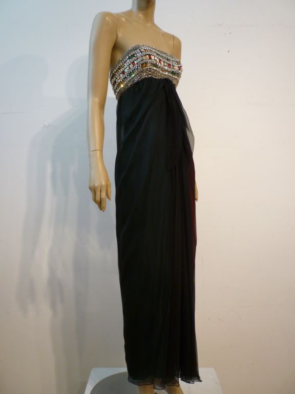Black Galanos Heavily Beaded 1965 Gown - Book Piece