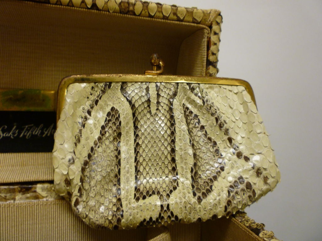 Judith Leiber 60s Snakeskin Evening  Box Bag For Sale 1