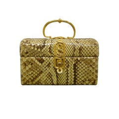 Judith Leiber 60s Snakeskin Evening Box Bag 12