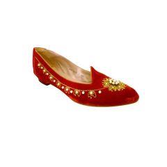Saks Fifth Avenue 50s Embroidered and Jeweled Velvet Flats
