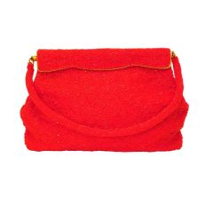 Vintage Vivid Red 50s Beaded Evening Bag