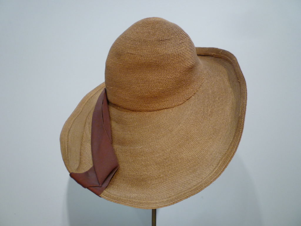 New York Creations 30s Milan Straw Hat with Ribbon Embellishment