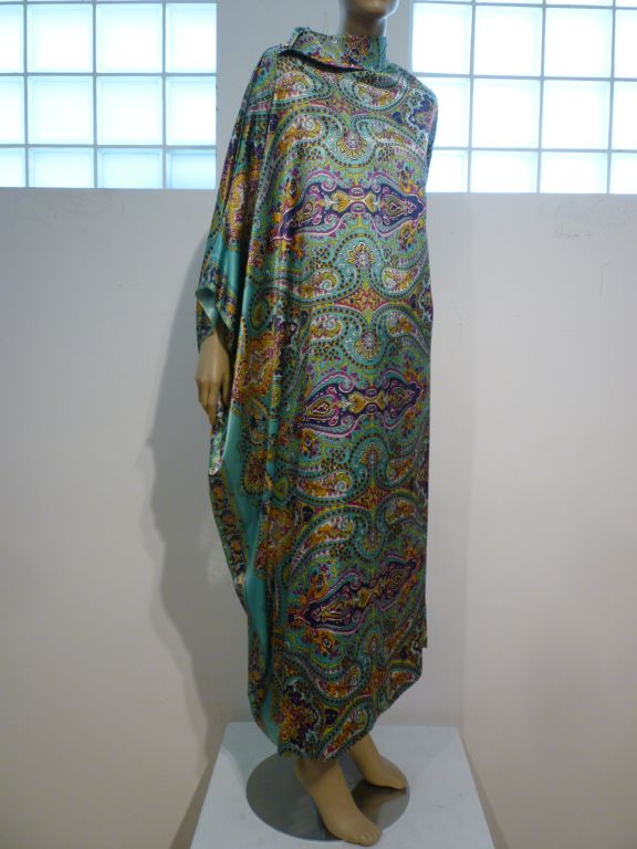 60s Psychedelic Asymmetrical Caftan with Shoulder Closure