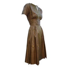 50s Traina-Norell Silk and Brocade Cocktail Dress in Cappuccino