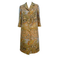 Vintage 60s Japanese Brocade Fabric Evening Coat