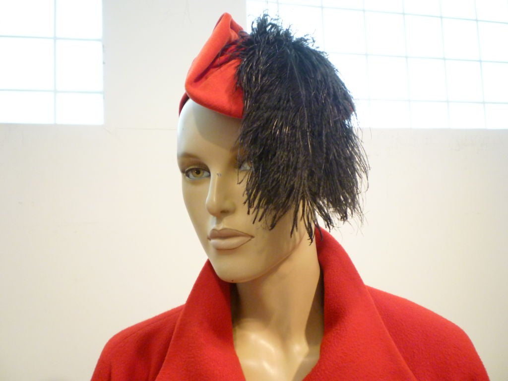 Alik Singer 80s Extreme Dolman Sleeve Cocoon Coat in Red 3