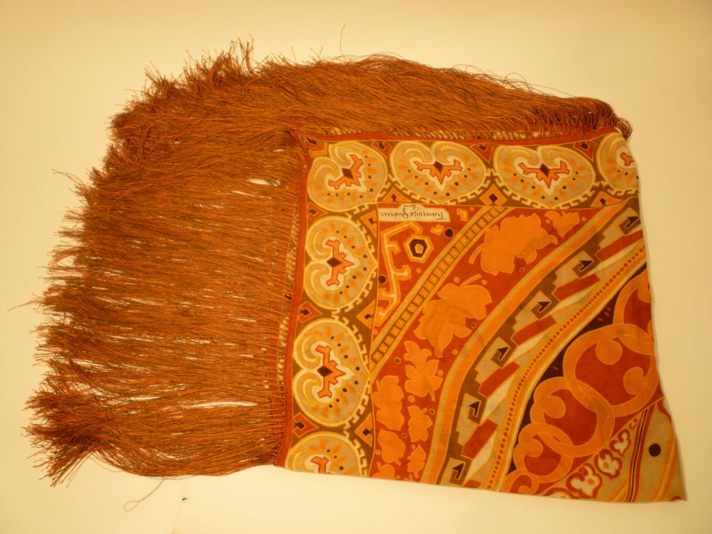 Francoise Guerin 70s Wool Challis Fringed Shawl