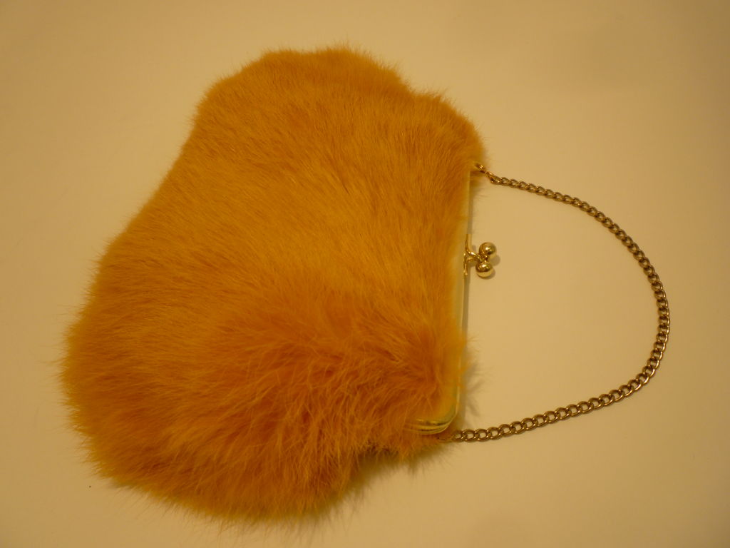 Women's 60s Ingber Golden Yellow  Lapin Fur Handbag