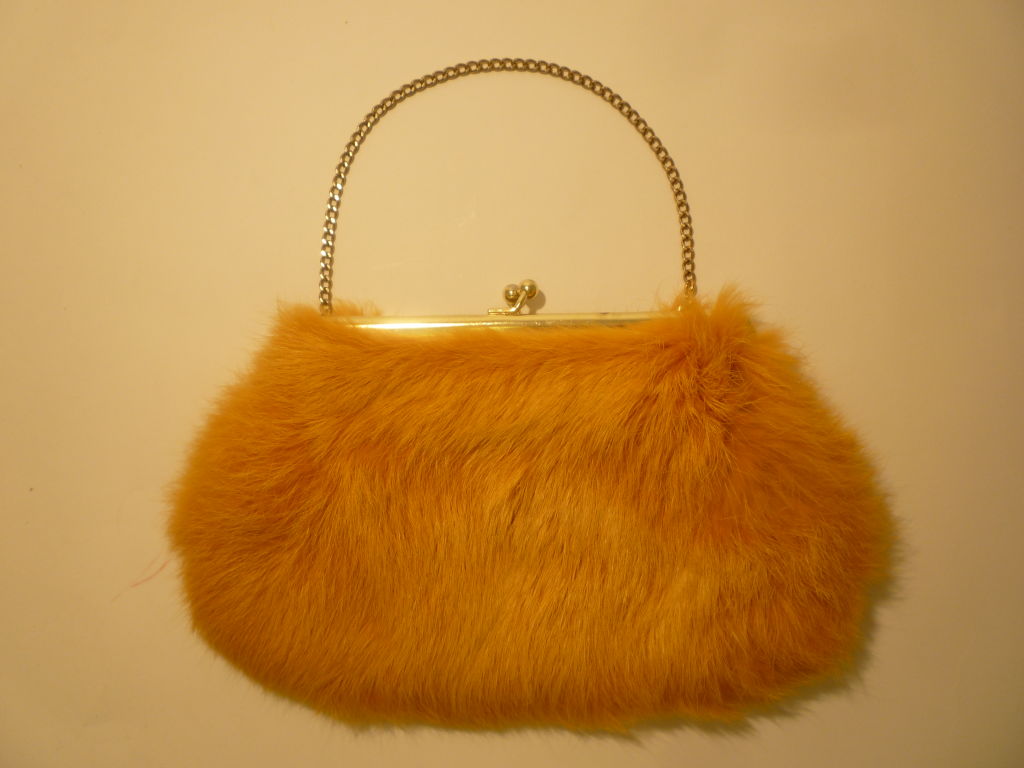 60s Ingber Golden Yellow  Lapin Fur Handbag 2
