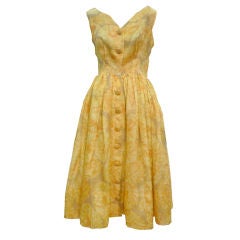 Gorgeous 50s Silk Organza Floral Print I. Magnin Dress