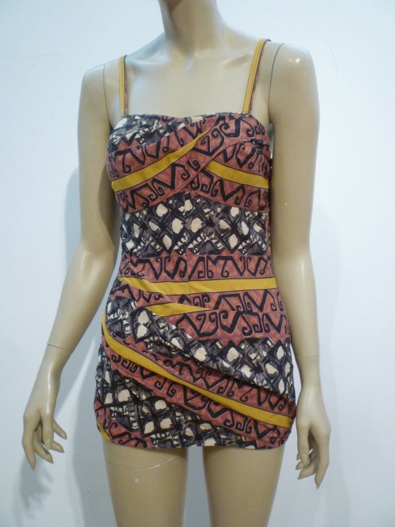 Women's 50s Tiki Print One-Piece Rose-Marie Reed Bathing Suit For Sale