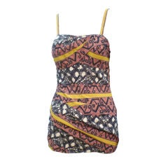 50s Tiki Print One-Piece Rose-Marie Reed Bathing Suit 12