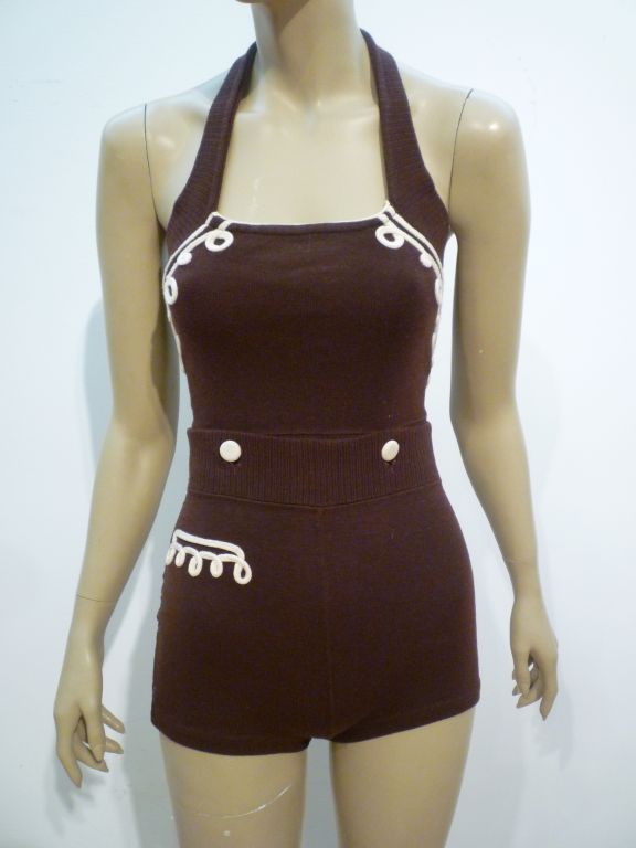 30s Wool Bathing Suit / Play Suit in Two Pieces 1