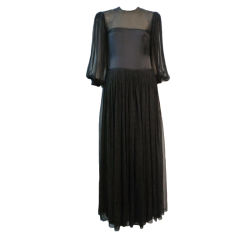 James Galanos 80s Silk Chiffon Gown w/ High Leg Slit 10