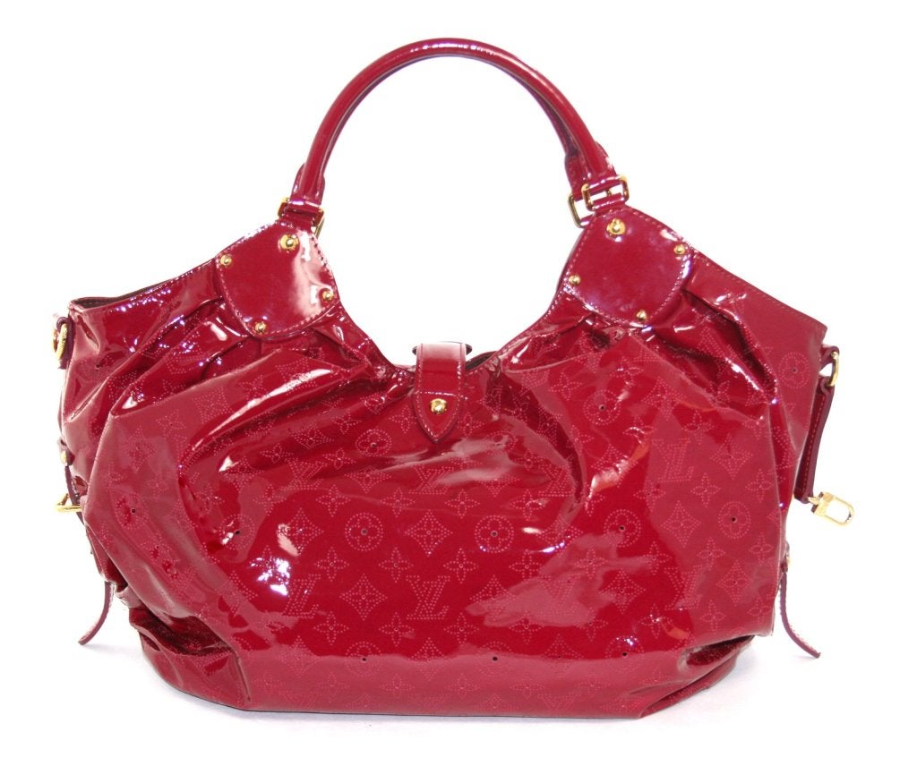 Louis Vuitton Cerise Monogram Patent Surya Mahina XL In Excellent Condition In New York City & Hamptons, NY