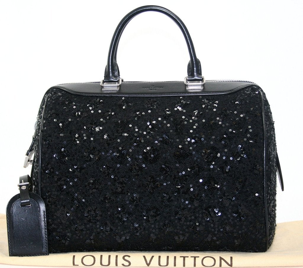 LOUIS VUITTON Sunshine Express Speedy Sequin Satchel Bag Black