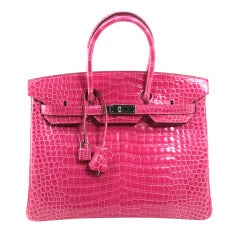 Hermès Rose Tyrien Porosus Crocodile 35 Cm Birkin Bag