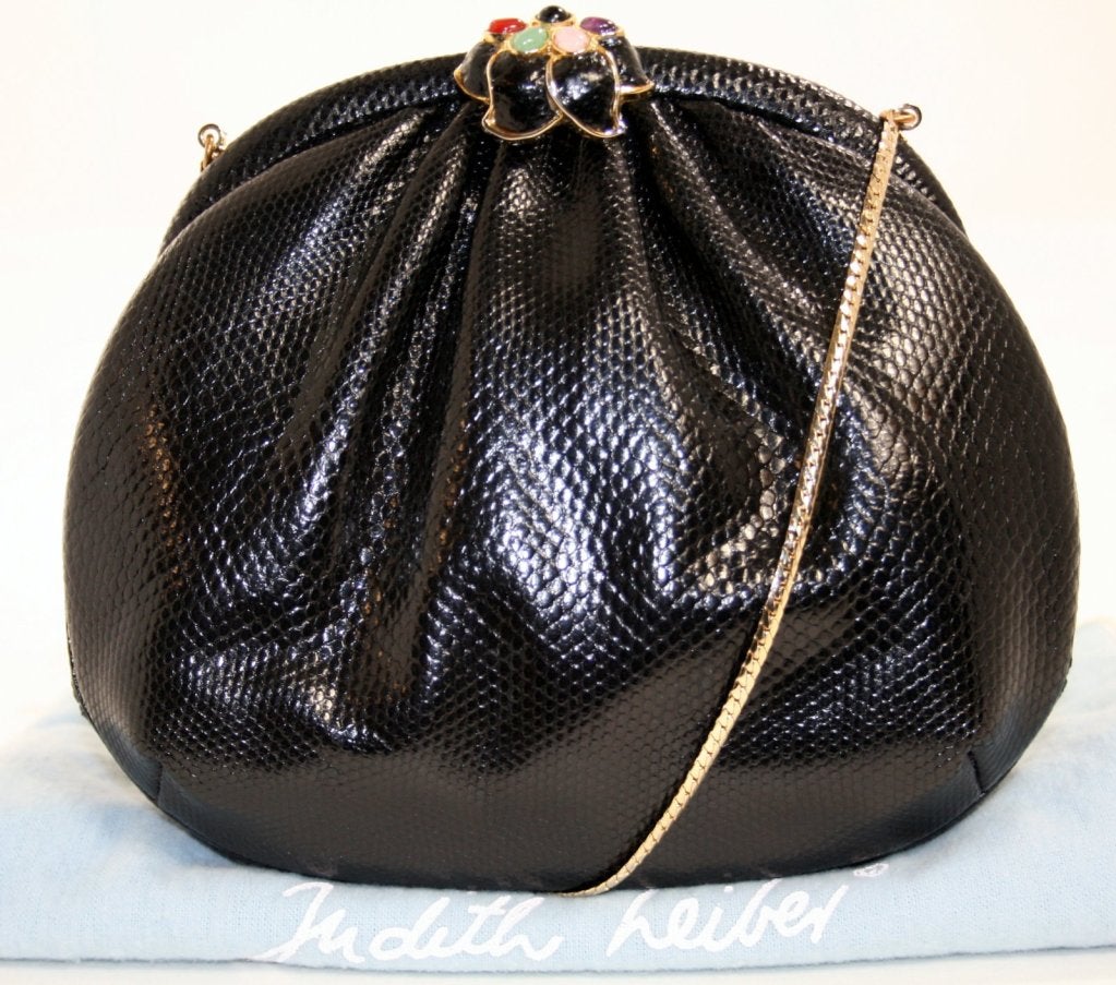 Judith Leiber Black Lizard Evening Bag 6