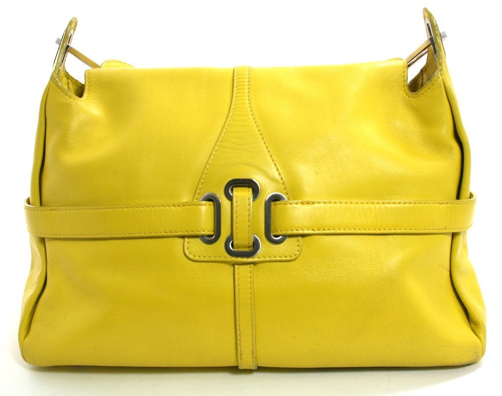 Jimmy Choo Yellow Leather Tulita Bag In Good Condition In New York City & Hamptons, NY